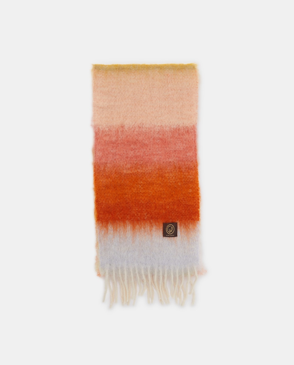 Cachecol às Riscas e em Tecido de Fibras Naturais - Multicolor Multicolor-1