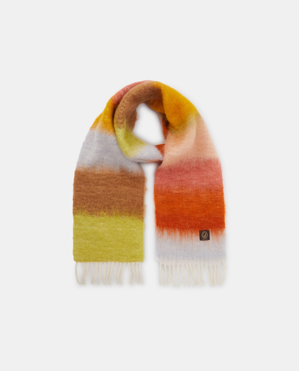 Cachecol às Riscas e em Tecido de Fibras Naturais - Multicolor Multicolor-2