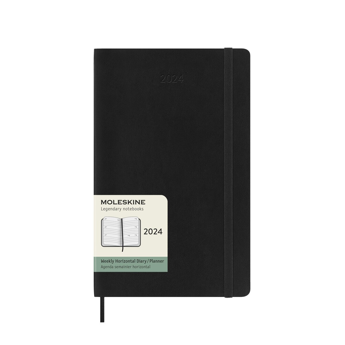 Agenda large 2024 semana vista horizontal tapa blanda Moleskine negro