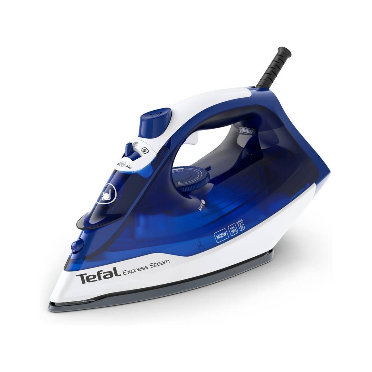 Imagem 0 de Ferro a Vapor Tefal Express Steam FV2838 de 2400 W Jato de Vapor 180 g/min e Base Cerâmica - Azul e Branco