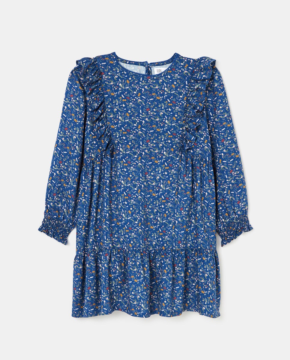 Robe en twill viscose imprimé floral manches longues