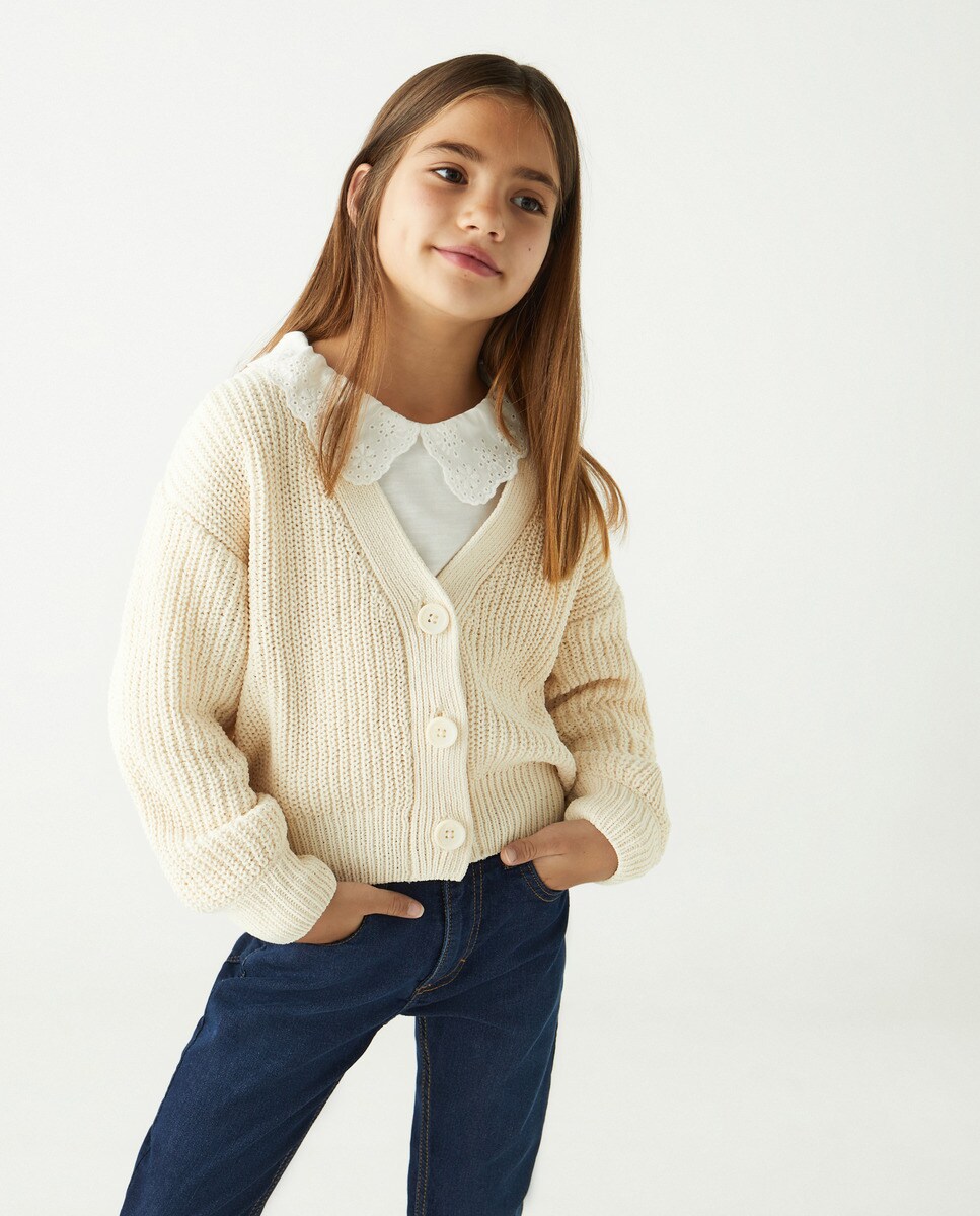 Veste en chenille avec boutons devant