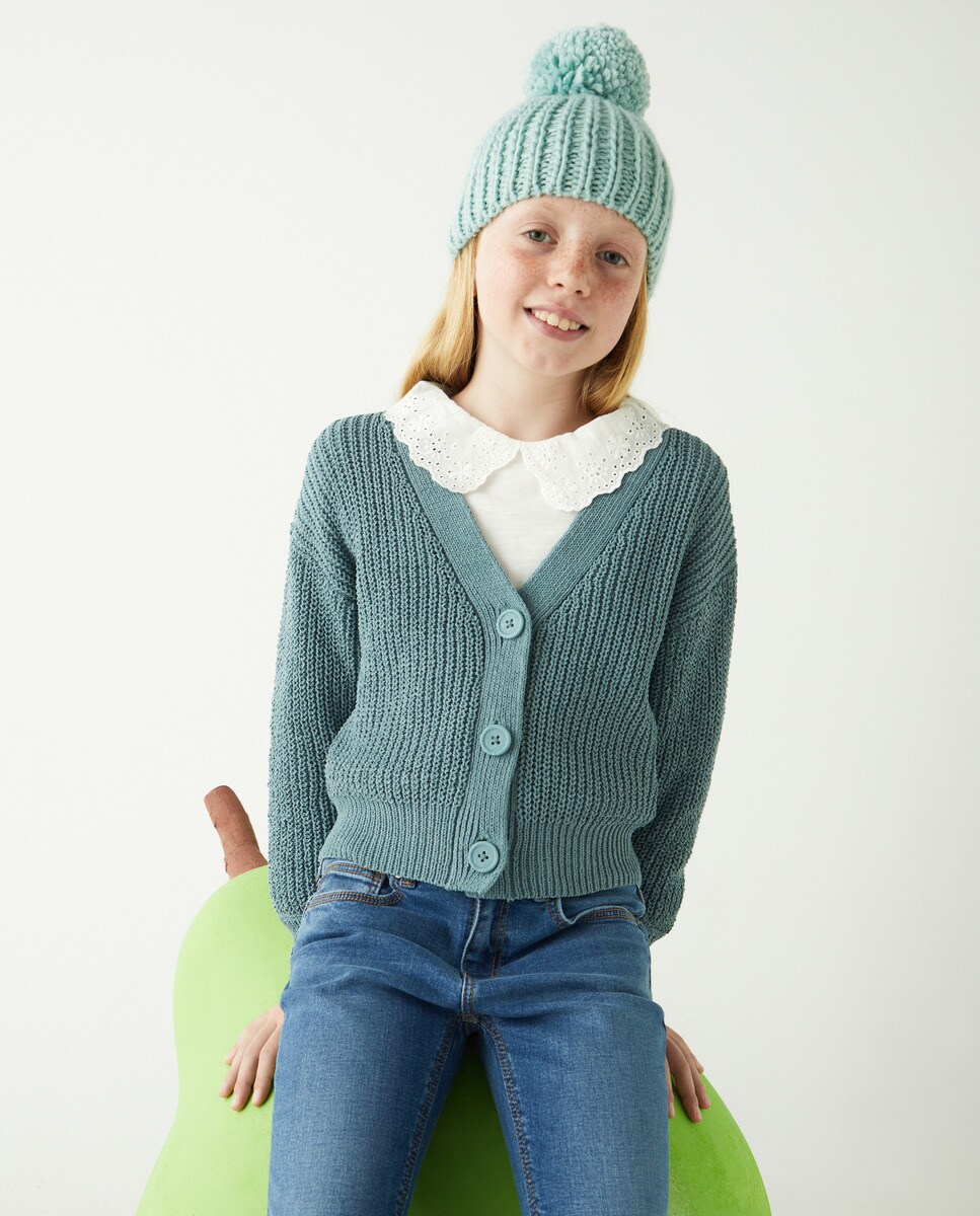 Veste en chenille avec boutons devant