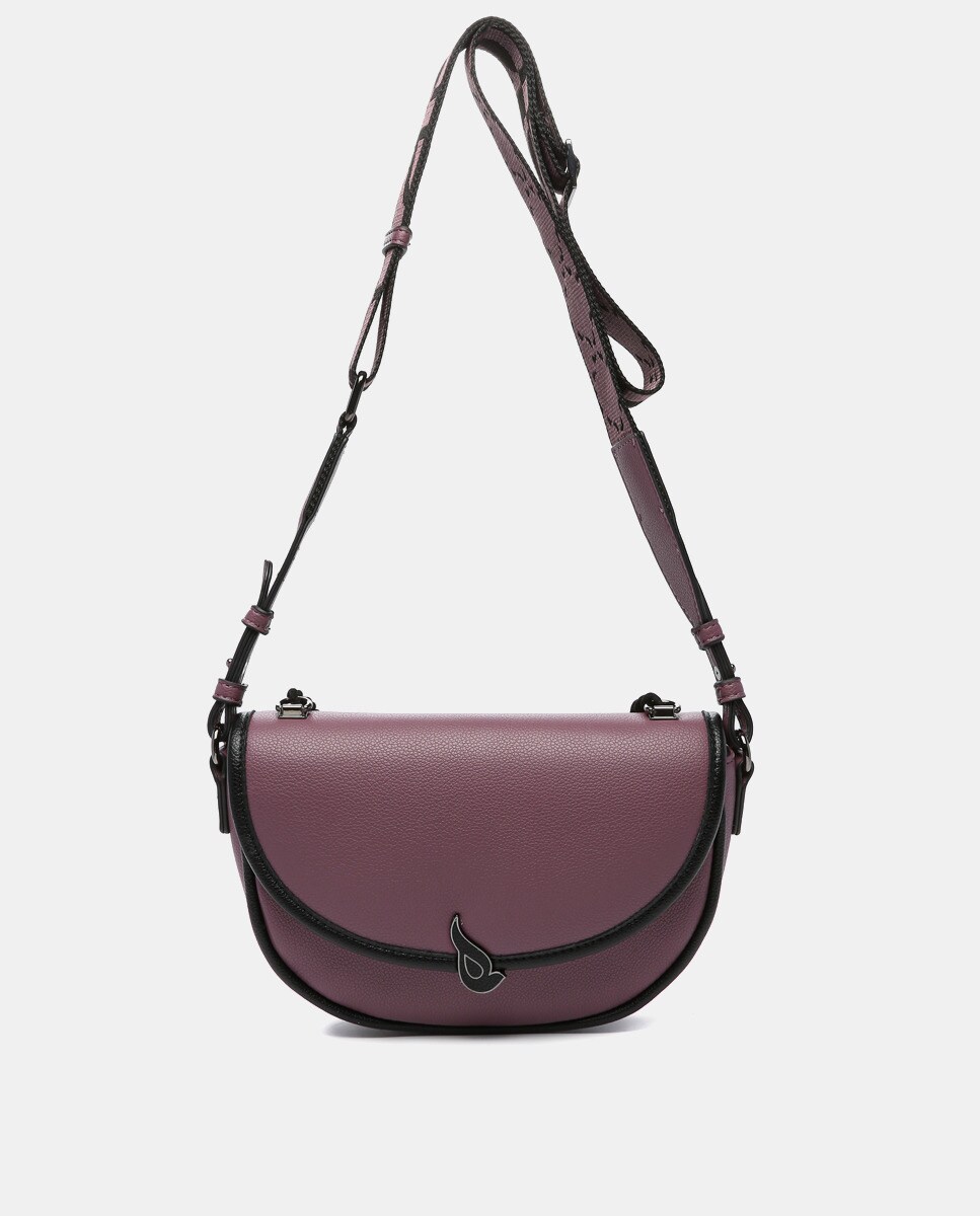 Sac à bandoulière demilune en matières recyclées lilas