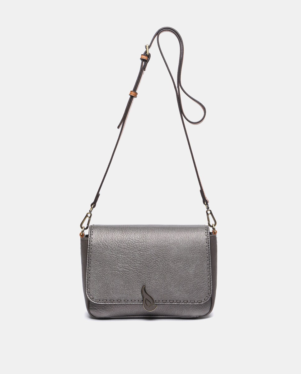 Petit sac à bandoulière métallisé à rabat