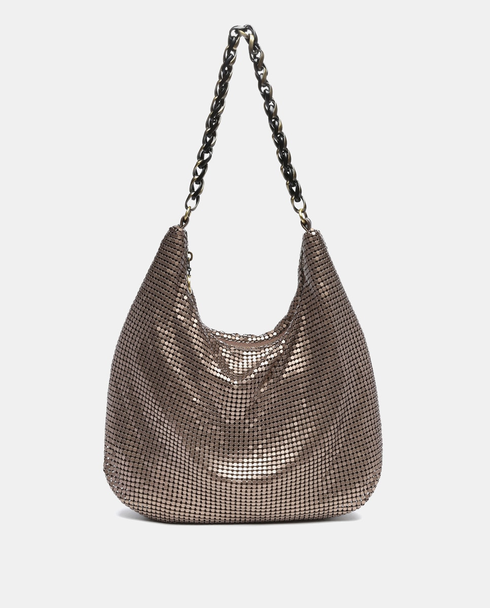 Sac hobo en maille métallique bronze