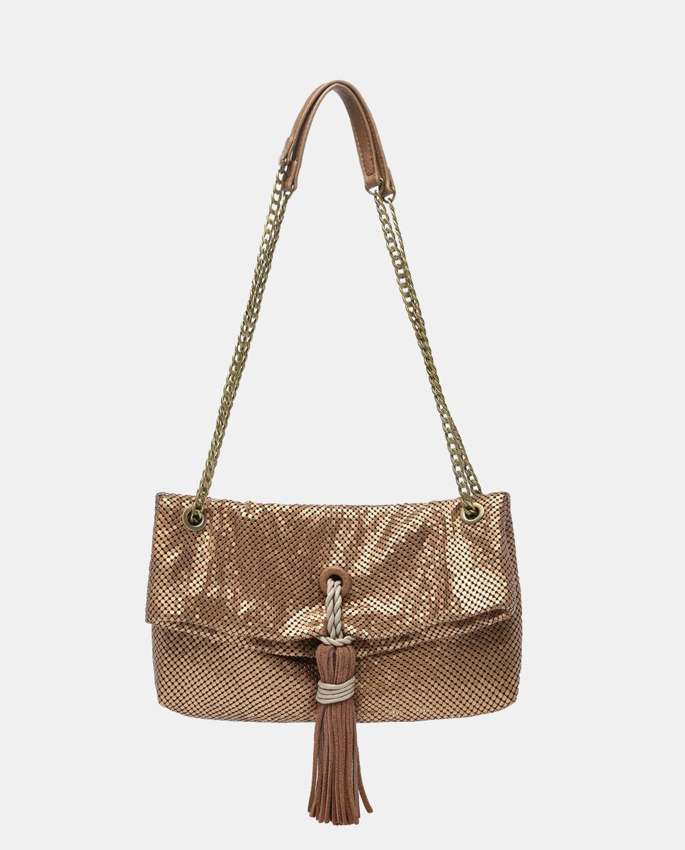 Sac de soirée en maille métallique bronze