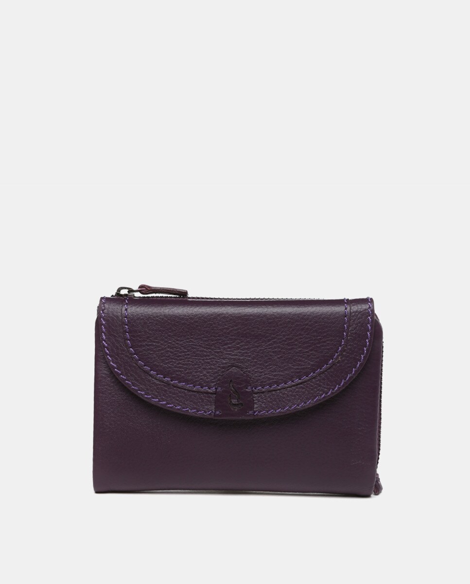 Pochette moyenne lilas froncée à rabat