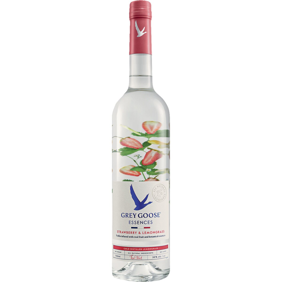 vodka sabor fresa y lemongrass de Francia botella 70 cl
