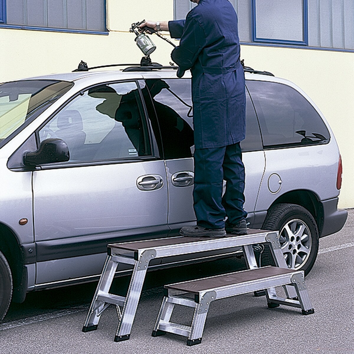 Plataforma de Trabalho Dobrável com 3 Degraus - 87 cm Aço/Preto-6