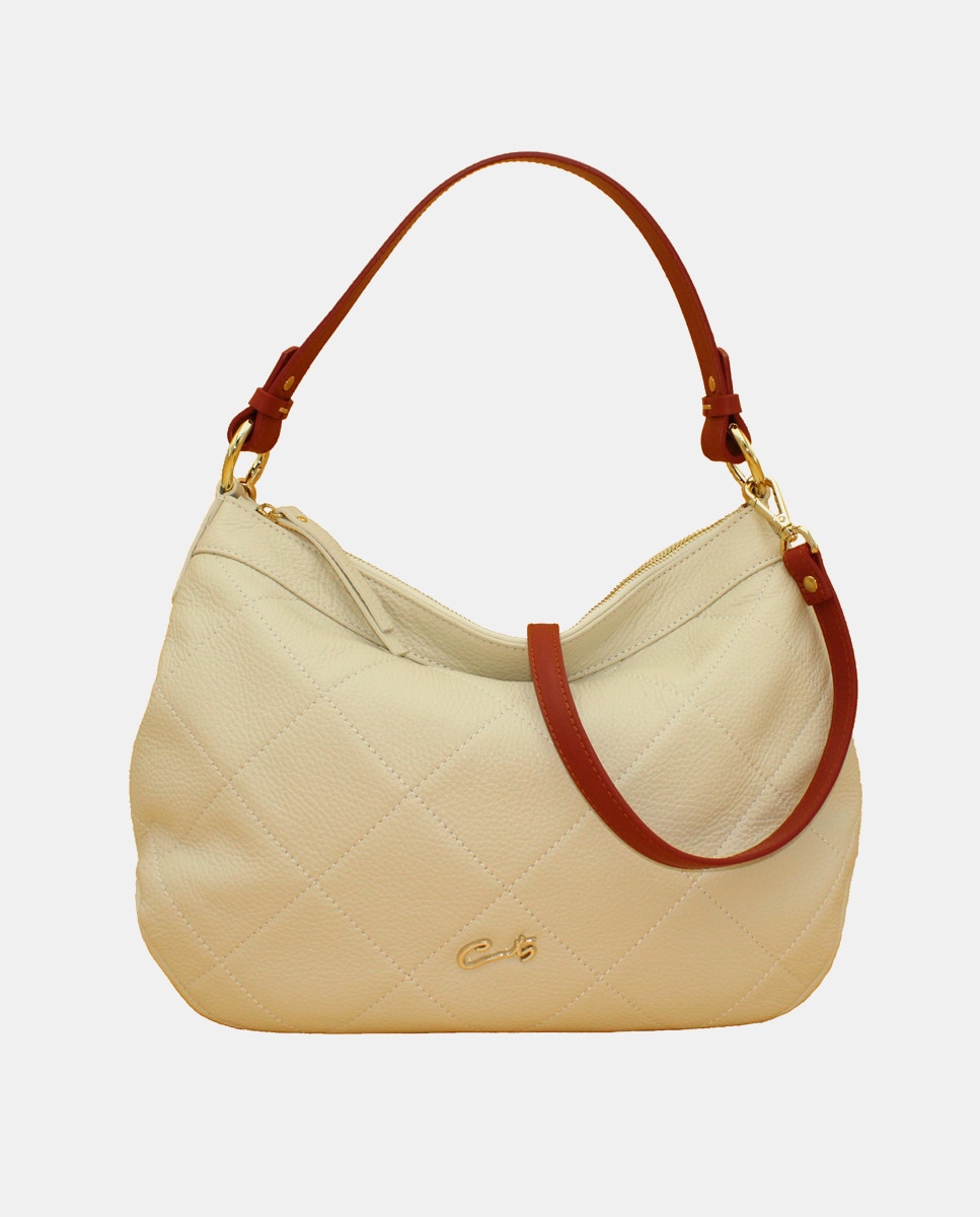 Sac hobo matelassé écru zippé