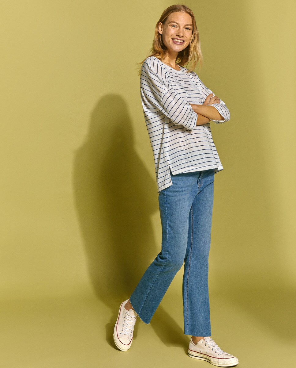 Tshirt à motif et encolure bateau