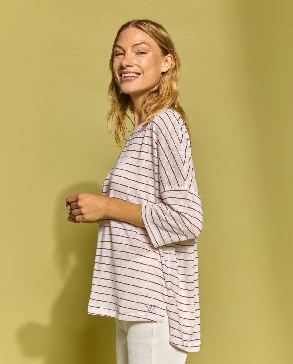 Tshirt à motif et encolure bateau