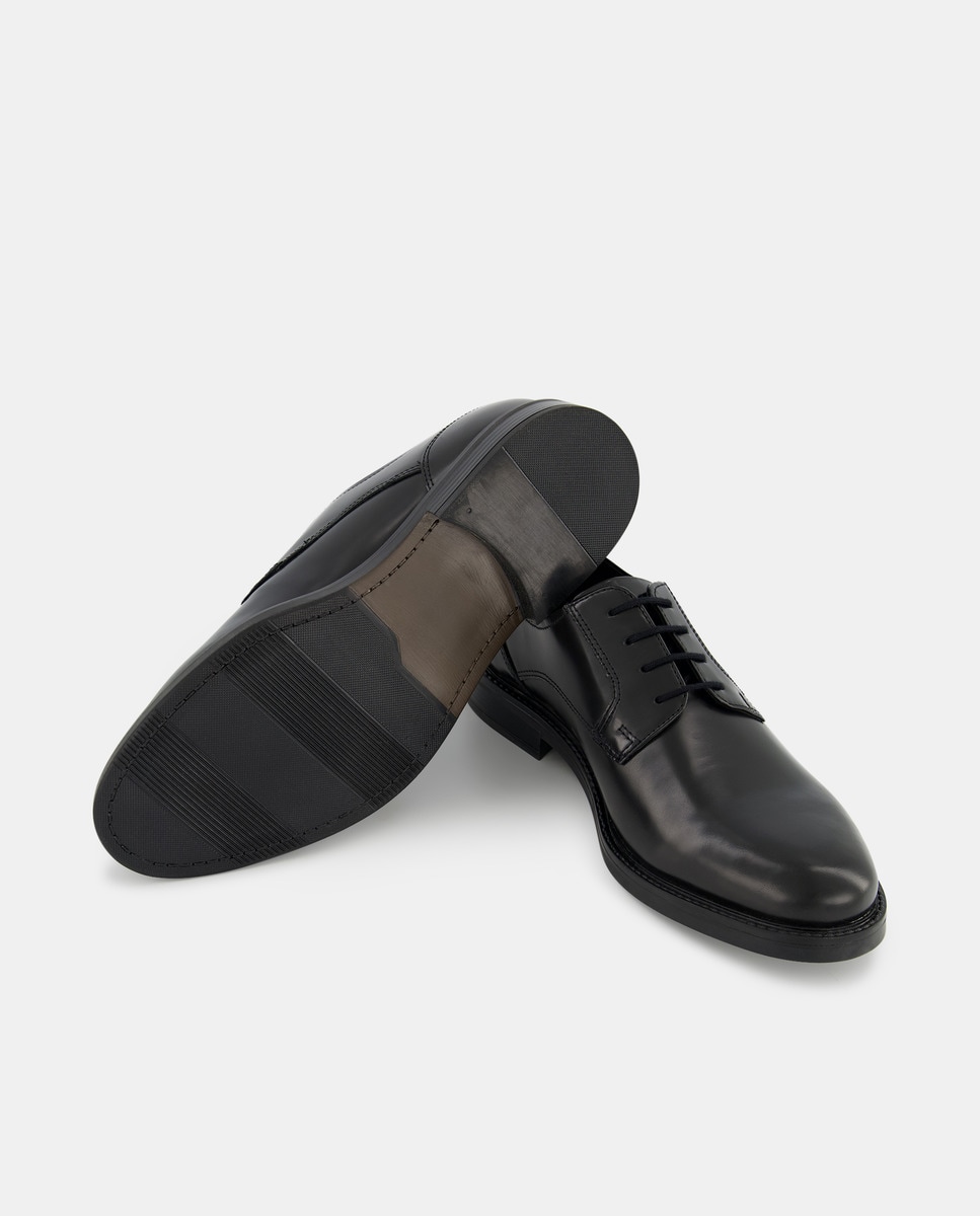 Zapato cordones piel florentic con piso de goma Negro-2