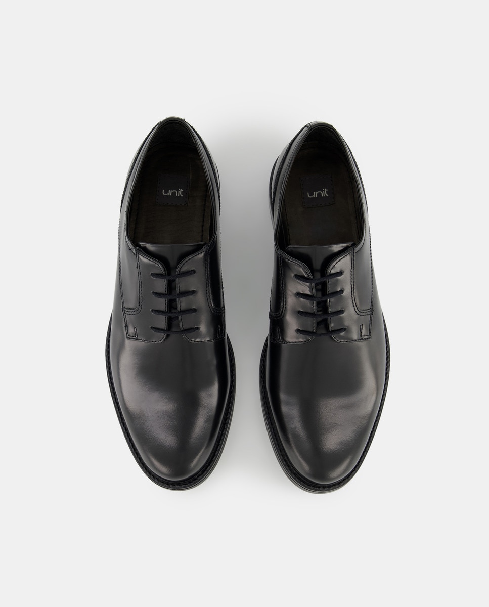 Zapato cordones piel florentic con piso de goma Negro-4