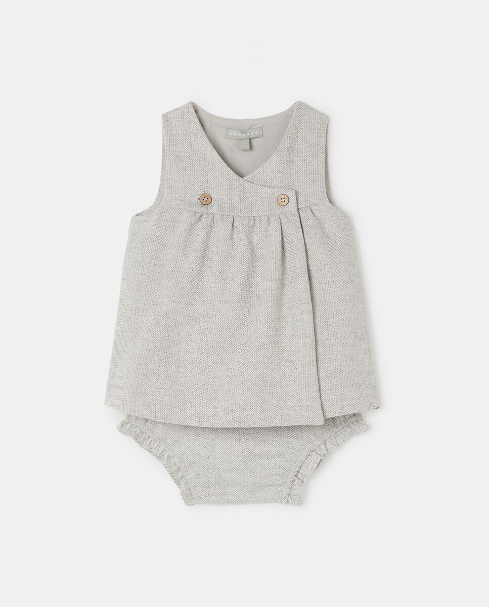 Robe salopette unie encolure croisée