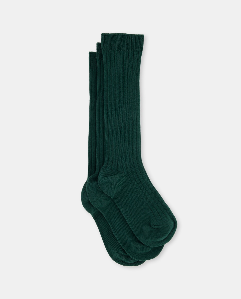 Lot de trois paires de chaussettes hautes côtelées