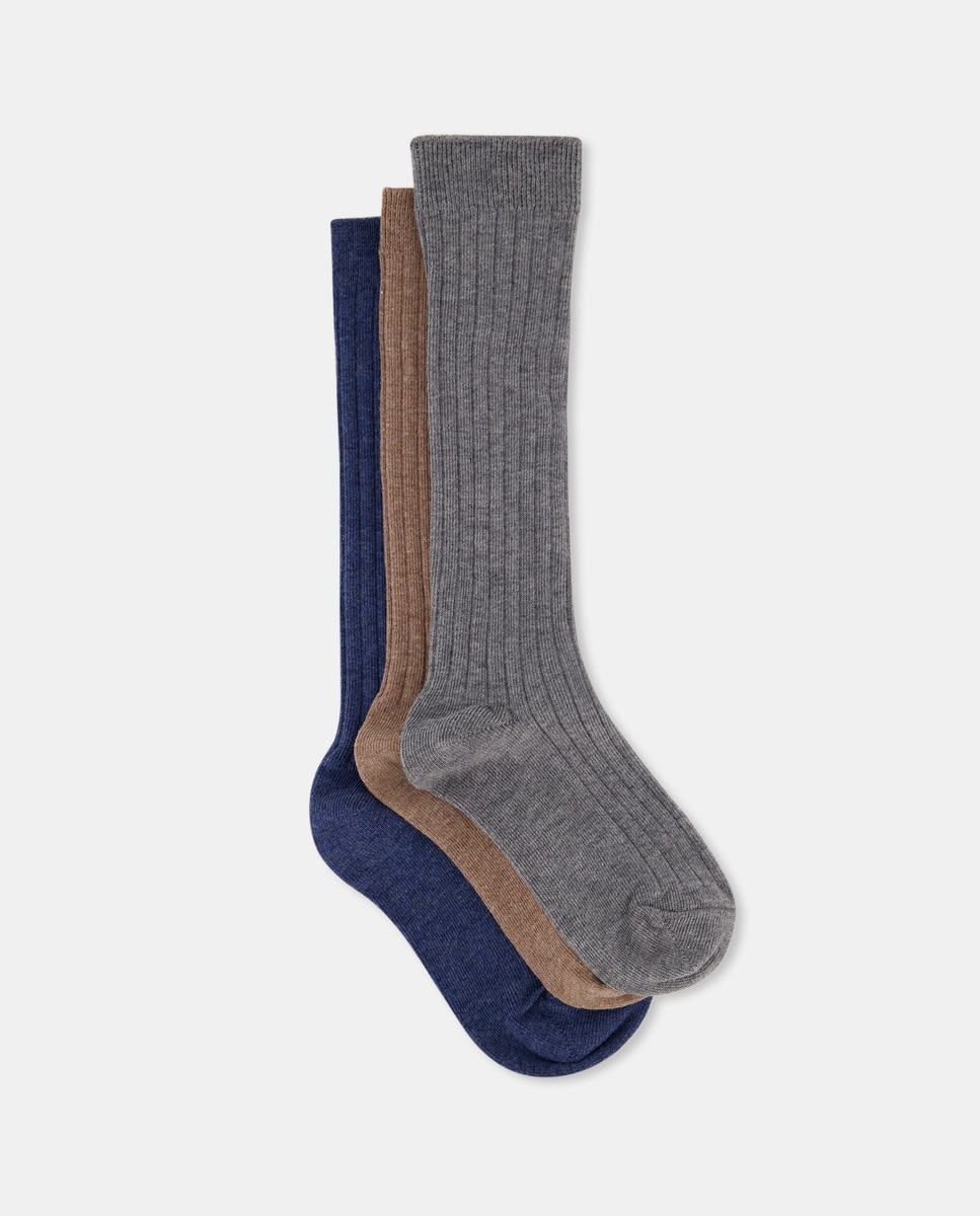 Lot de trois paires de chaussettes hautes côtelées