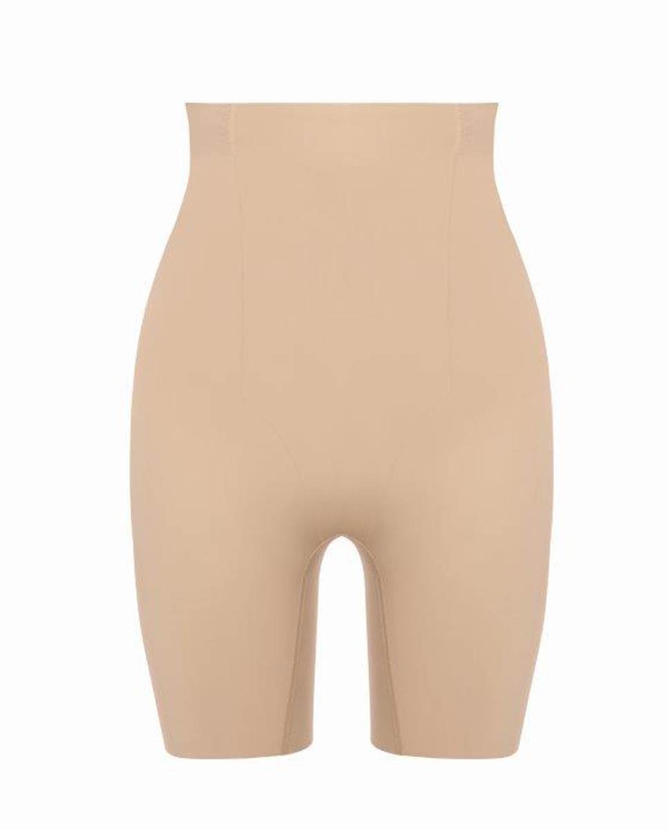 Bermudas Adelgaçantes de Cintura Subida Bege-3