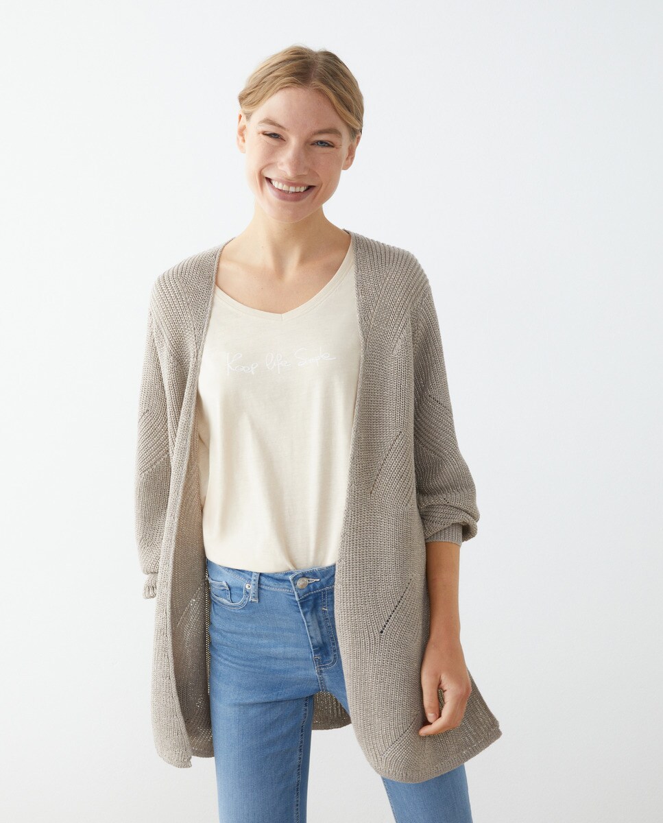 Cardigan en point perlé à col en V