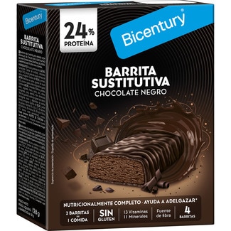 barrita sustitutiva sabor chocolate negro estuche 4 unidades - Bicentury