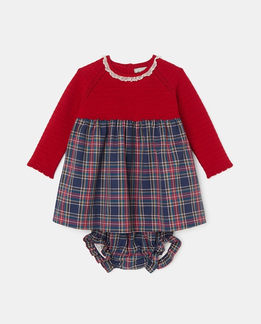 Imagen 0 de Vestido de bebé niña con estampado cuadro escocés