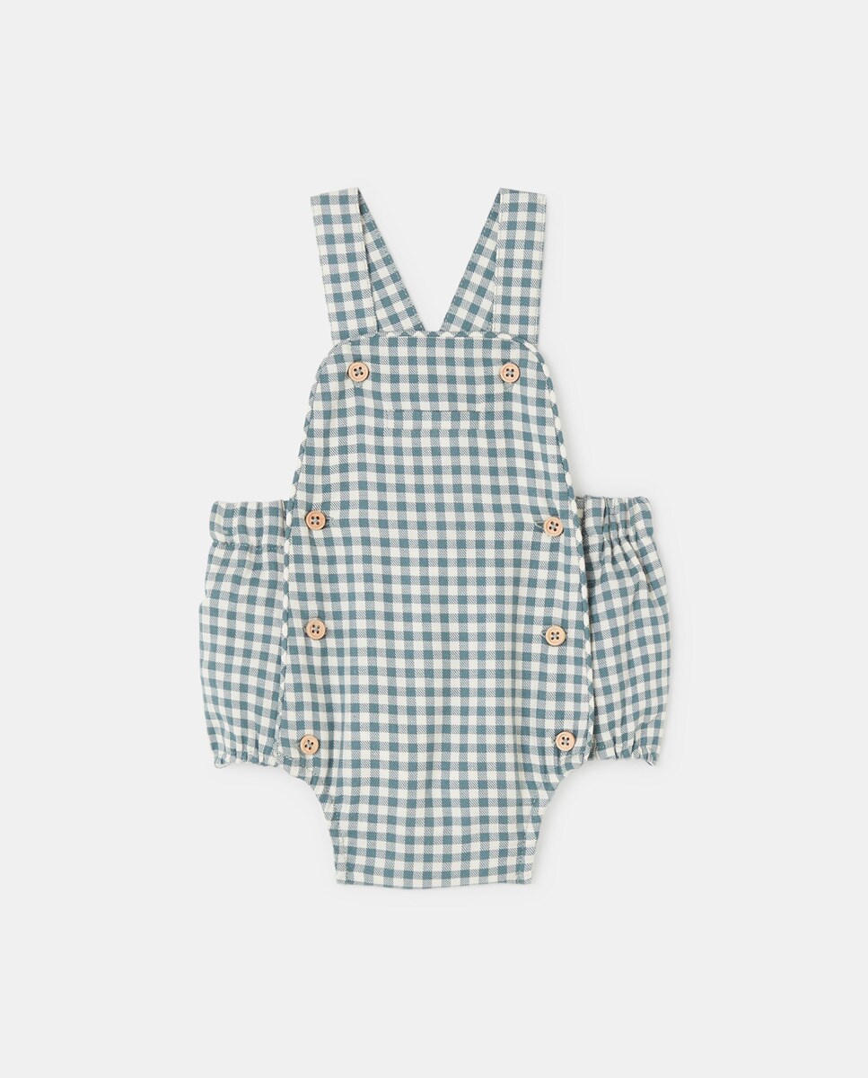 Barboteuse à bretelles et carreaux vichy