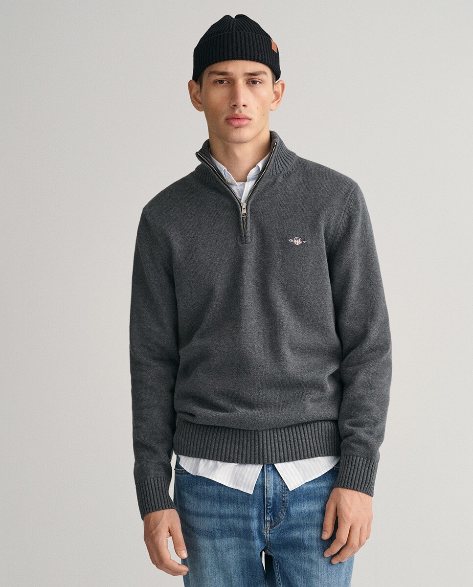 Pull en maille à col zippé