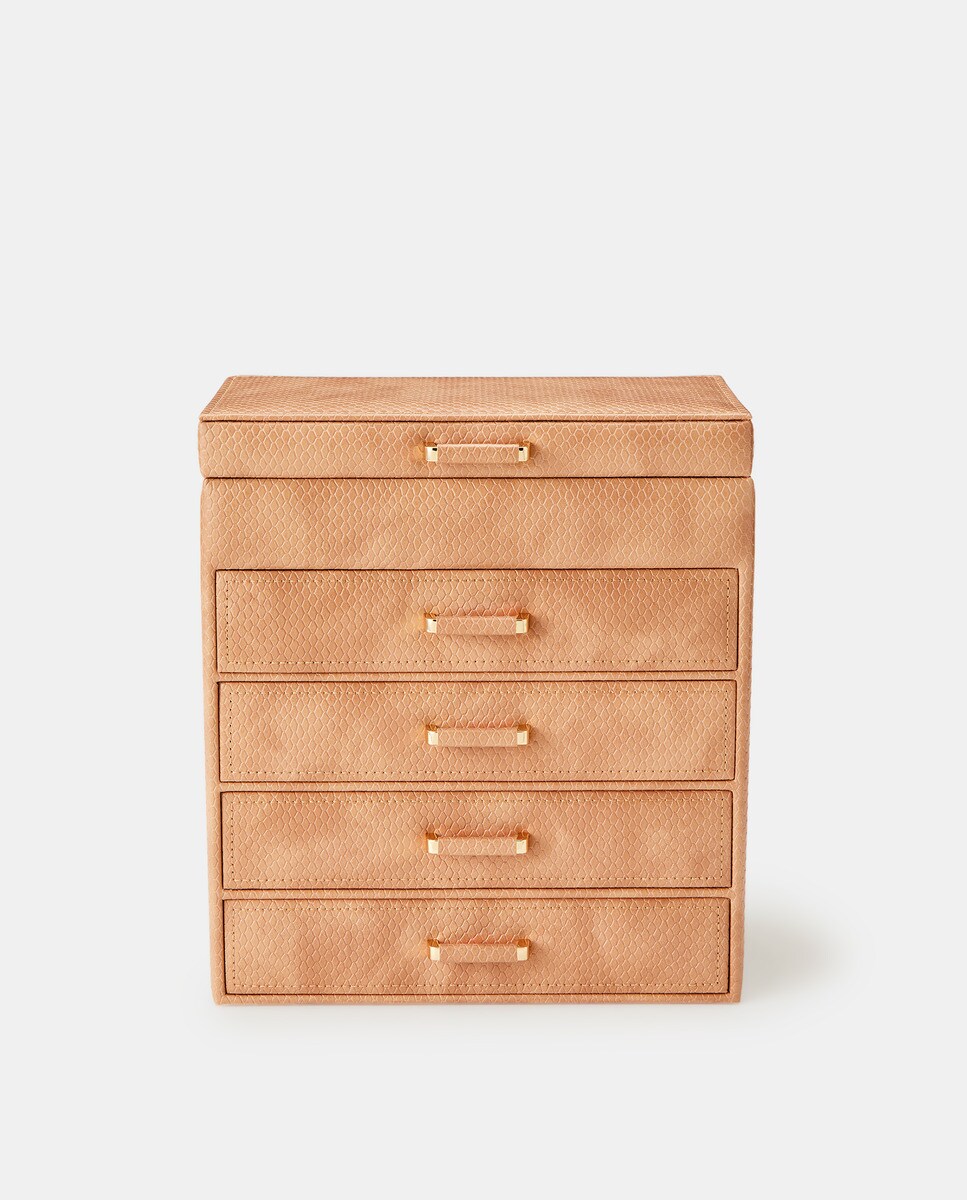 Coffret à bijoux tressé forme colonne à tiroirs