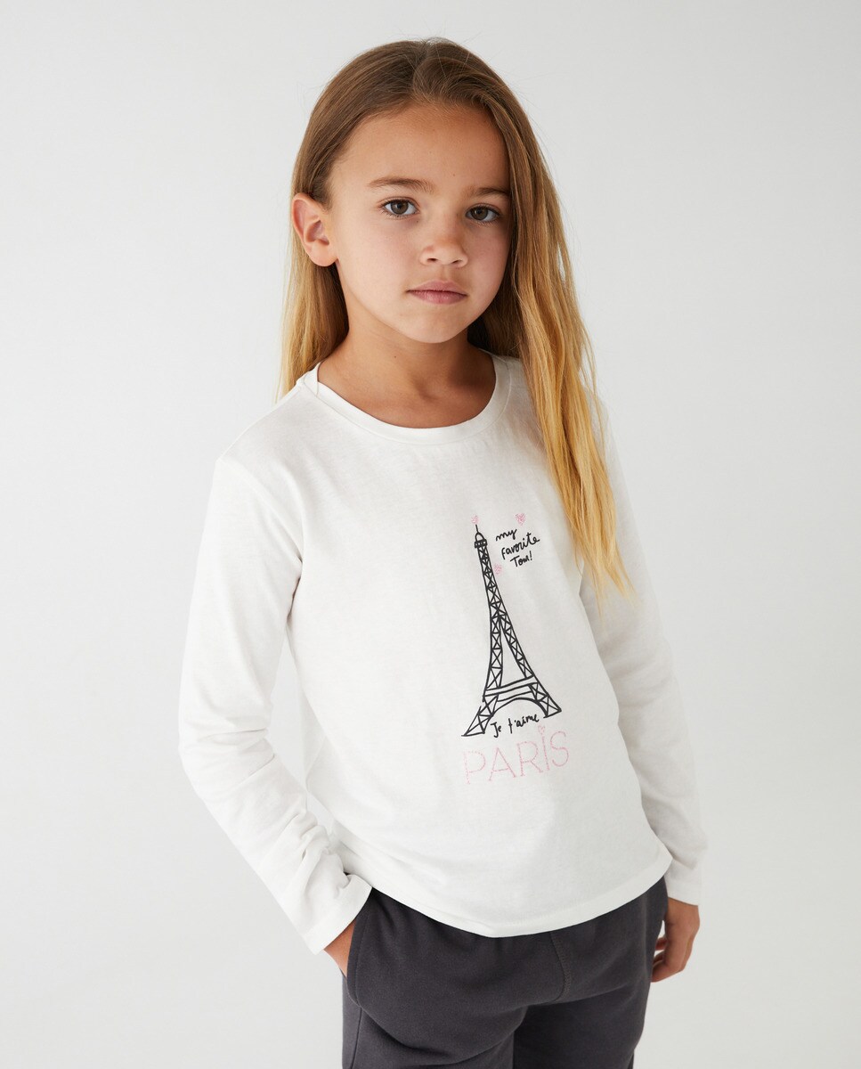 Tshirt manches longues avec imprimé devant