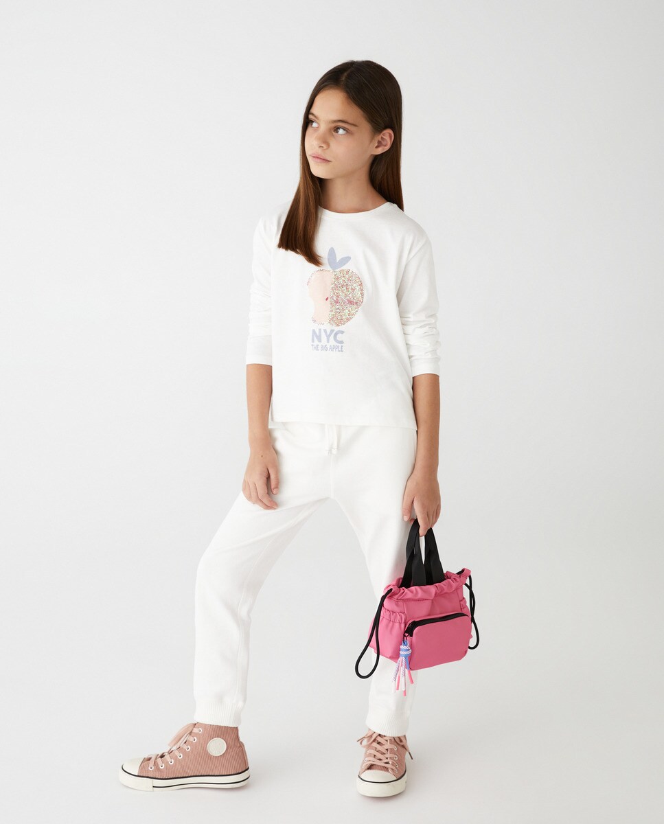 Tshirt manches longues avec imprimé devant