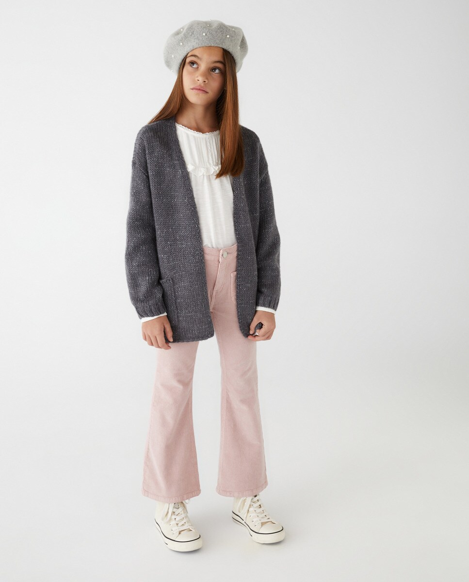 Pantalon flare côtelé fin