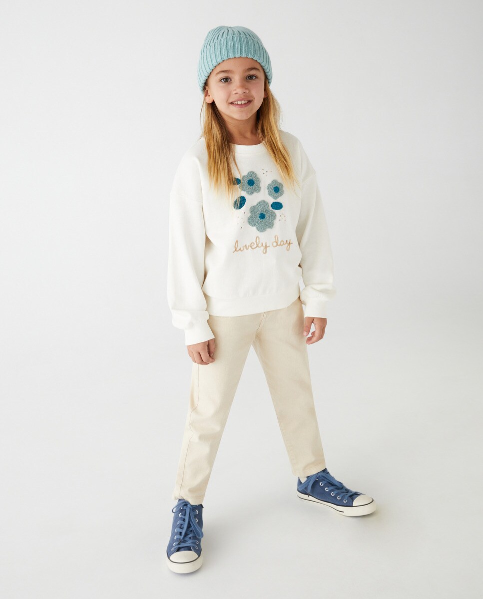 Sweat col rond motif sur le devant