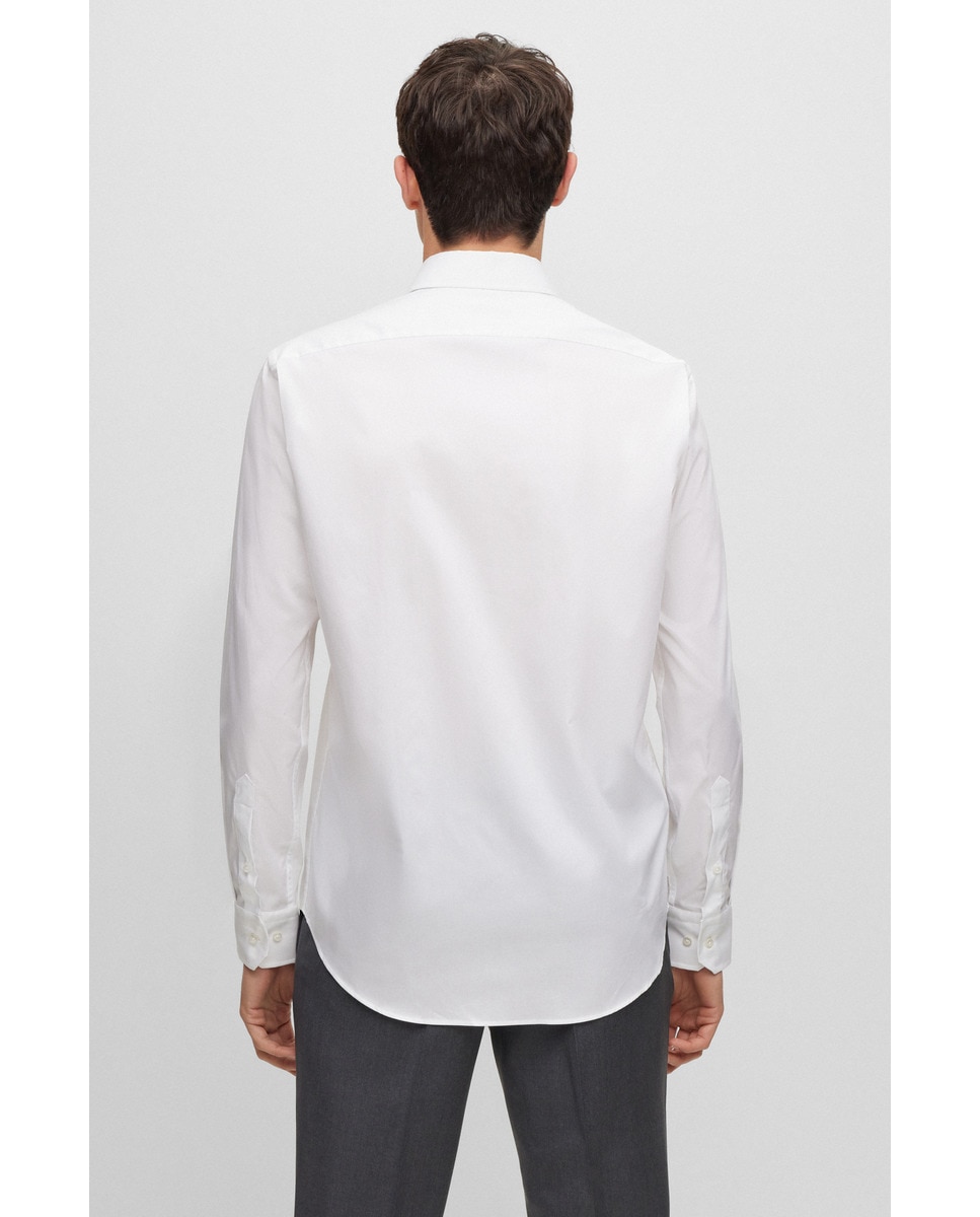 Camisa Regular Fit Fácil de Engomar em Popelina de Algodão Branco-2