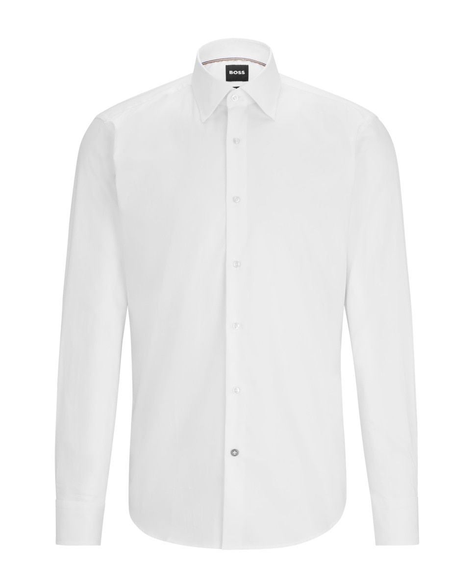 Camisa Regular Fit Fácil de Engomar em Popelina de Algodão Branco-5
