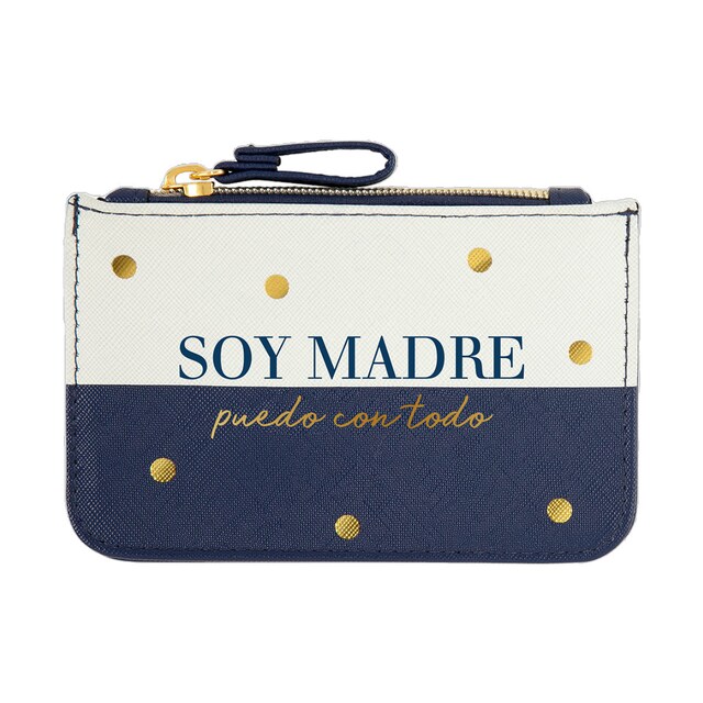 Imagen 0 de Portatodo pequeño con cremallera Soy Madre Draeger blanco y azul marino