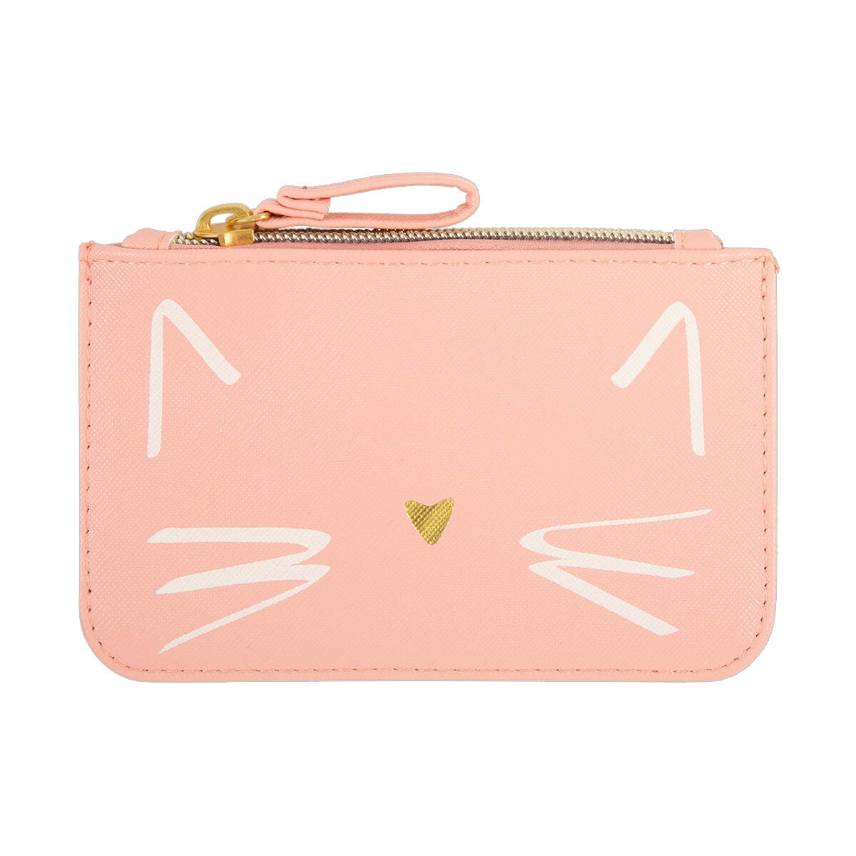 Estojo Simples Pequeno com Fecho de Correr Gato - Rosa Rosa-1