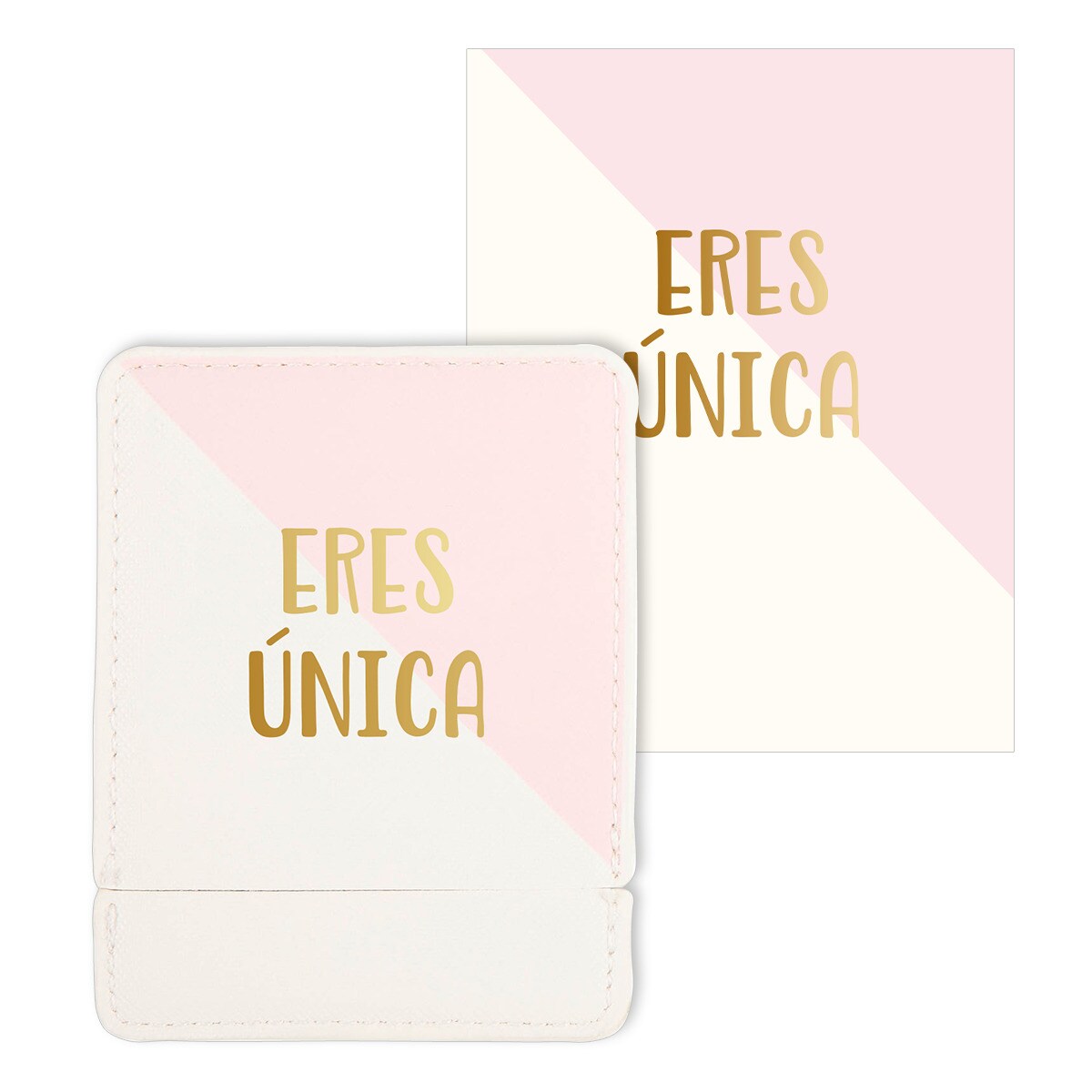 Tarjeta espejo Eres única Draeger blanco y rosa Blanco/Rosa-1