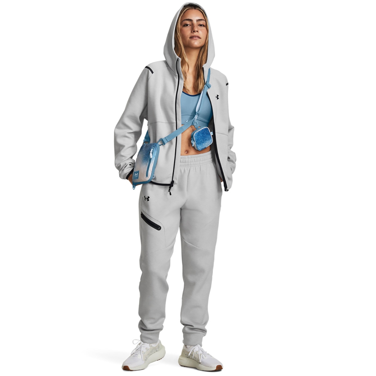 Sweatshirt de Mulher Unstoppable Flece FZ Cinzento-5
