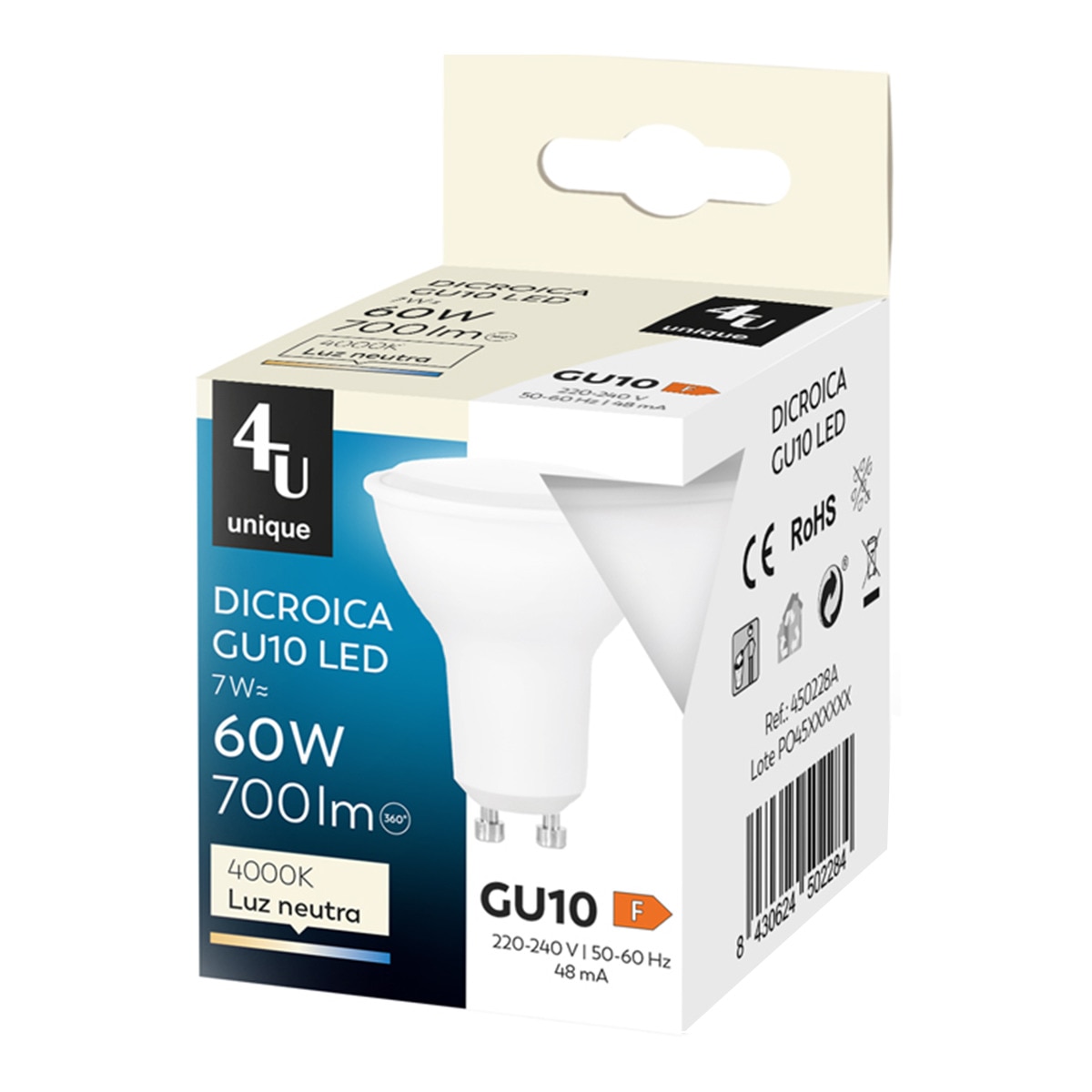 Bombilla LED GU10 neutra 7 W 700 lm 4000 K 450228A 4UNIQUE 2