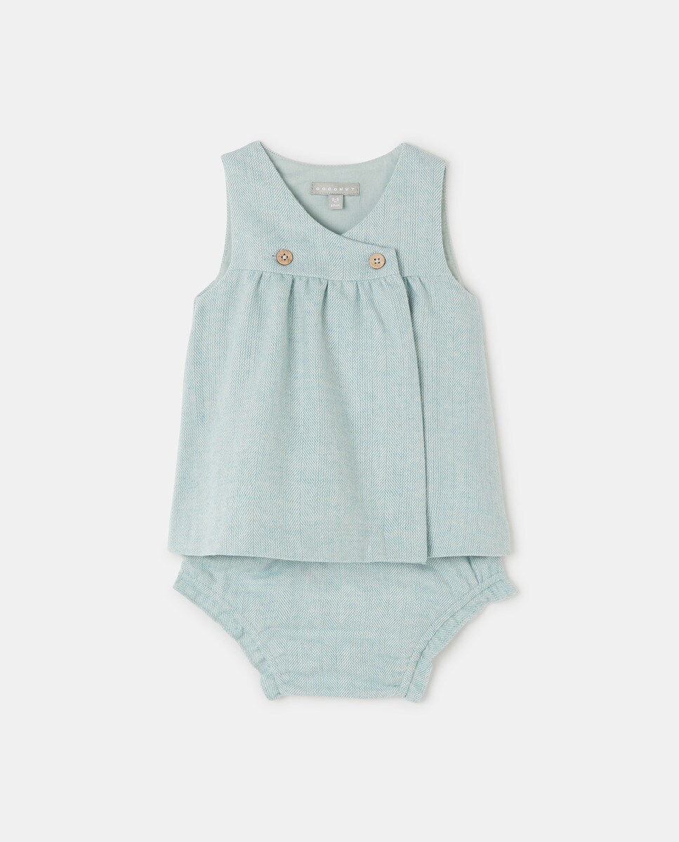 Robe salopette unie encolure croisée