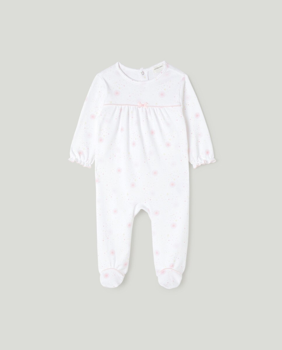 Grenouillère à col rond et imprimé floral