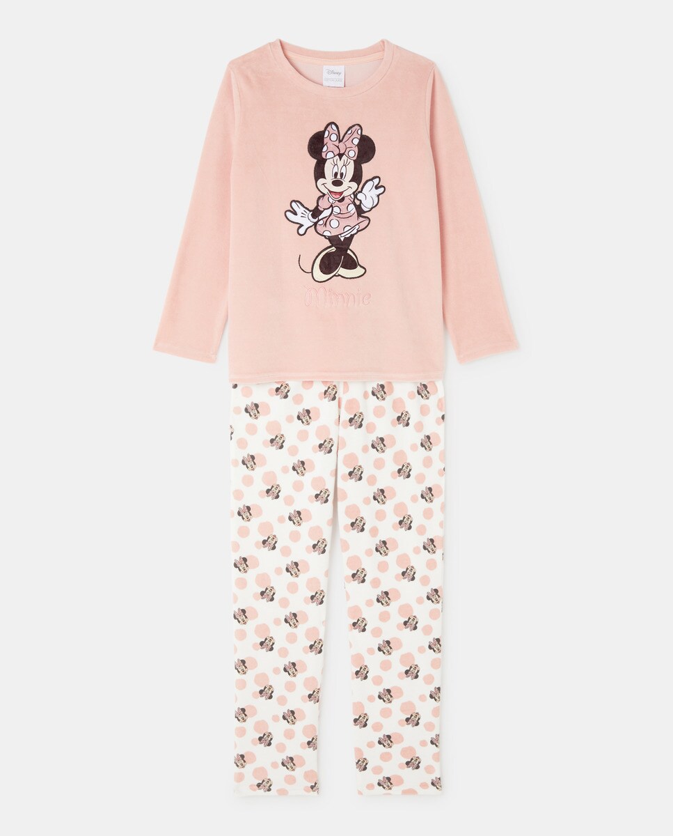 Pyjama Minnie avec silhouettes, manches longues et col rond