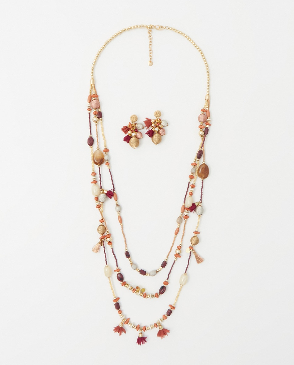 Ensemble sautoir houppes