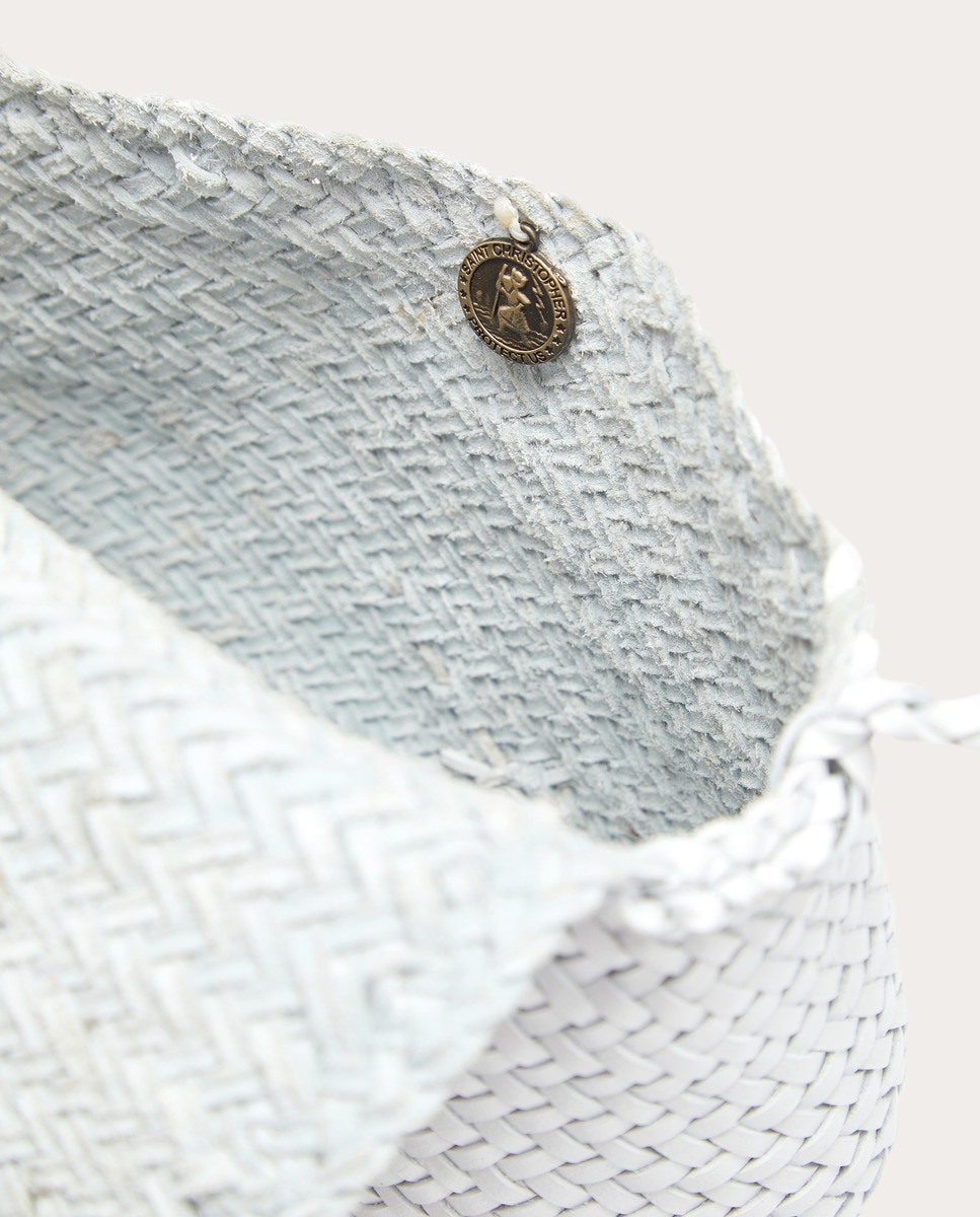 Mala a Tiracolo Mini City de Pele Branco-5