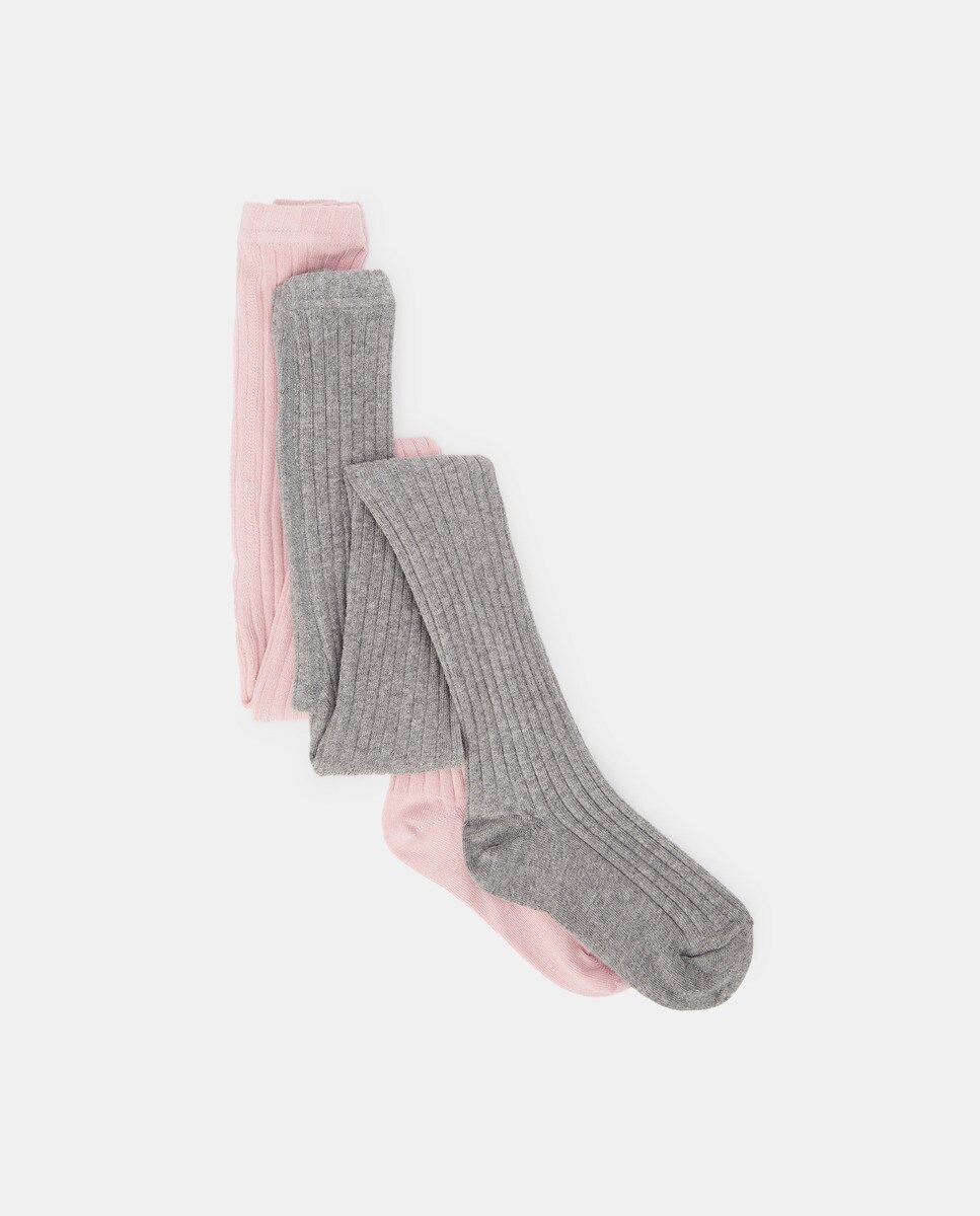 Lot de deux collants côtelés