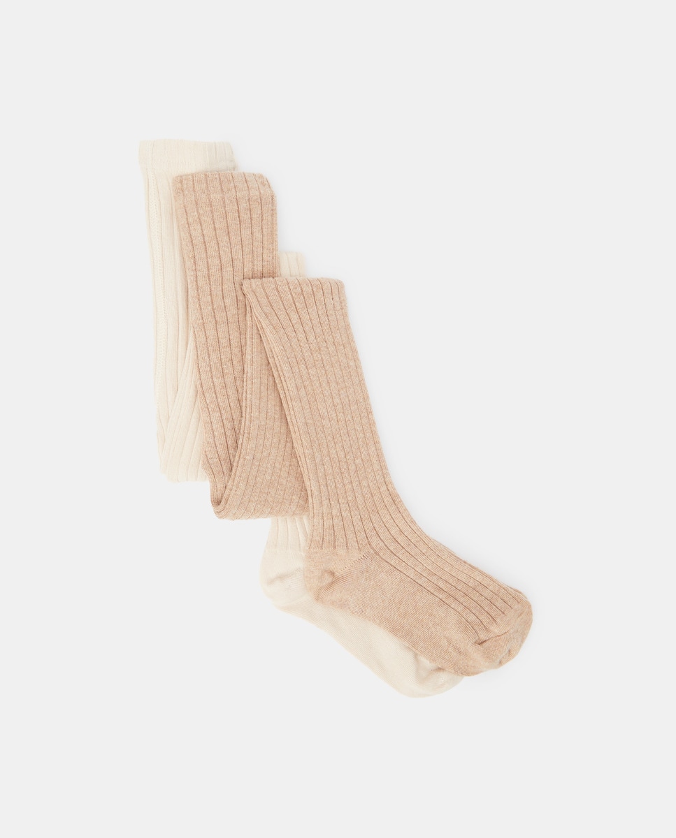 Lot de deux collants côtelés