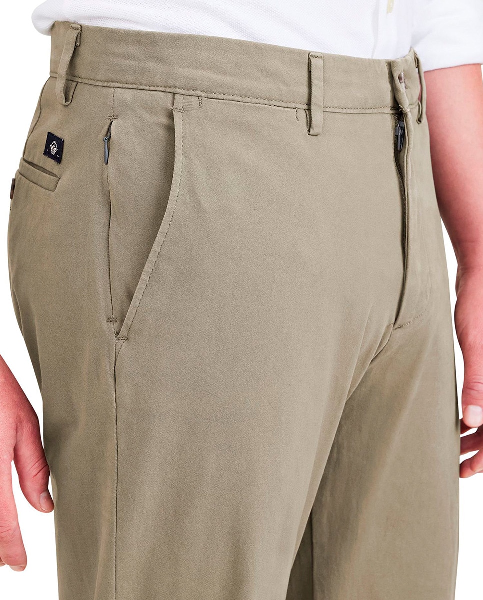 Calças Chino Elásticas Verde-militar-5