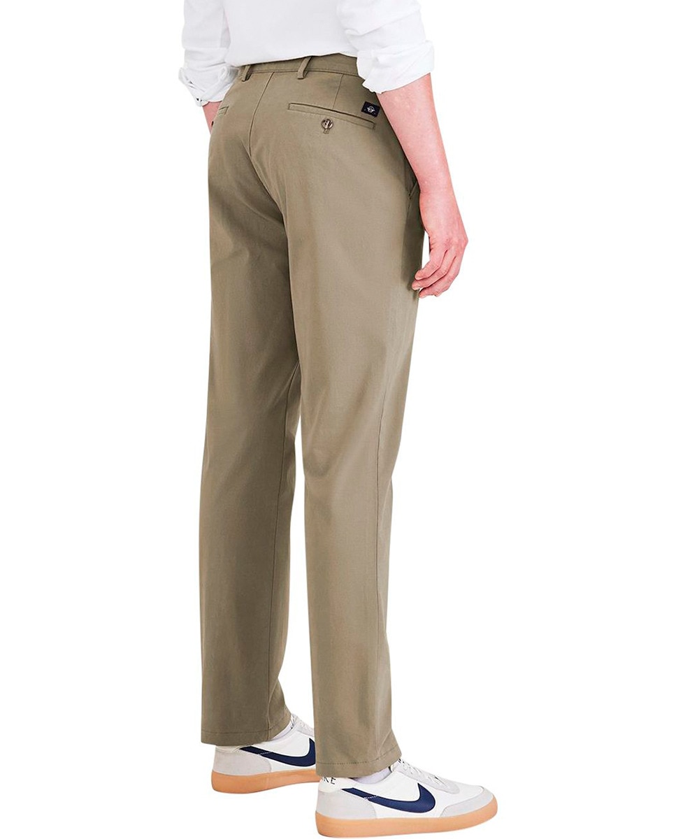 Calças Chino Elásticas Verde-militar-3