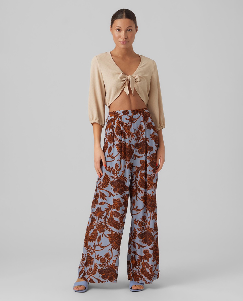 Pantalon imprimé à taille haute